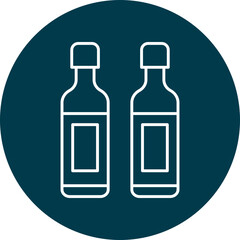 Wine Bottle Line Circle Icon Design