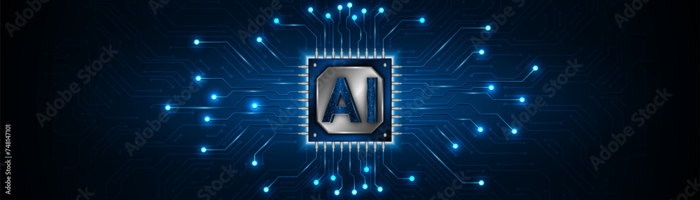 Aufkleber ai or artificial intelligence symbol. futuristic advanced artificial intelligence technology circuit