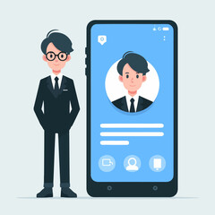 Flat design illustration of digital personal branding concept