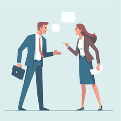 Flat design illustration of work conflict between employees. Man and Woman business angry emotion