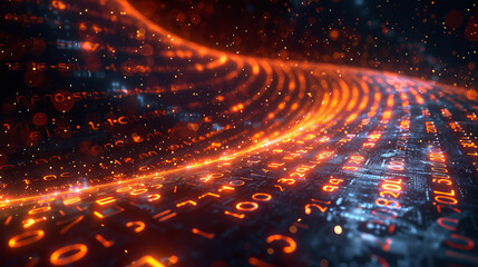 Obraz premium Digital data flow on road with motion blur to create vision of fast speed transfer.