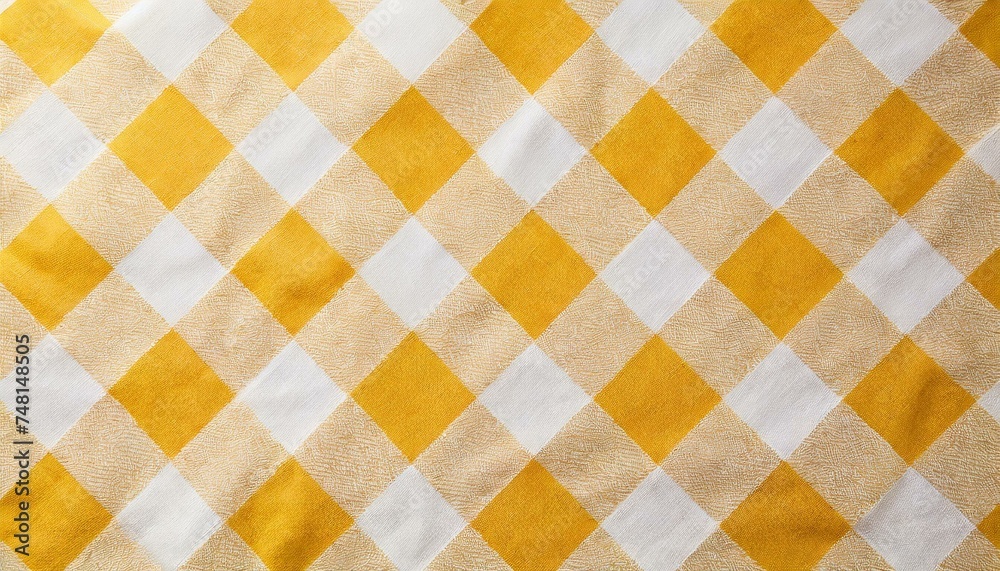 Canvas Prints yellow and white checkered tablecloth texture