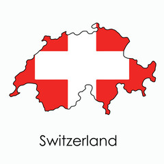 Outline drawing of Switzerland flag map.