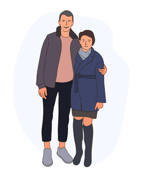 Mother and adult son, grandmother and grandson, teacher and student, isolated vector