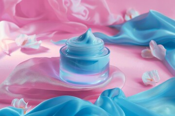 Facial wax skin care cream. Skincare treatment products: skin soothing lotion, skincare nature inspired cosmetic gel, oil, pipette with design space serum and keratin jar pot