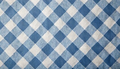 Blue and white checkered tablecloth texture	
