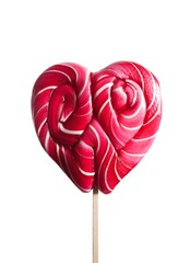 Heart shaped lollipop isolated on white
