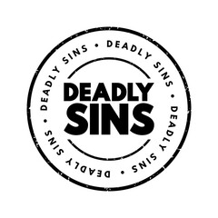 Deadly sins text stamp, concept background