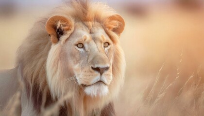 Obraz premium Lion in the savanna african wildlife landscape 