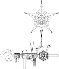 Vector sketch illustration of children's playground design for a playground in the field seen from above