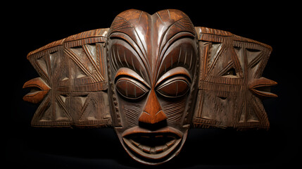 Intricately Carved Wooden Tribal Mask Showcasing the Mastery of African Art
