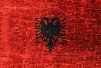 Albania flag painted on wood