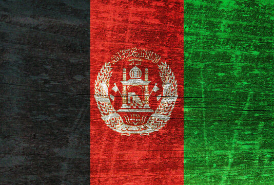 Afghanistan flag painted on wood
