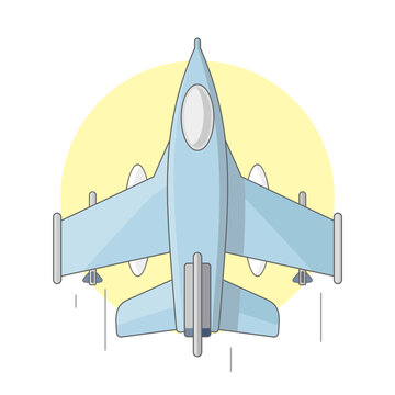 Top view jet fighter cartoon image illustration vector isolated on white background