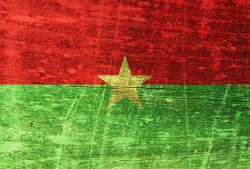 Burkina Faso flag painted on wood
