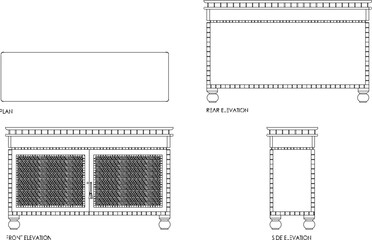 Vector sketch illustration of traditional ethnic vintage old classic cupboard table furniture design