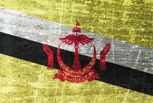 Brunei flag painted on wood