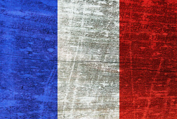 France flag painted on wood