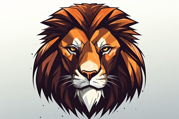 Colorful Roaring Lion head icon sticker art illustration and esports mascot logo concept
