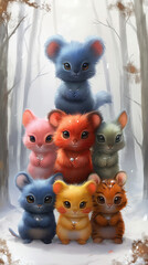 Obraz premium Les 7 boules de poils