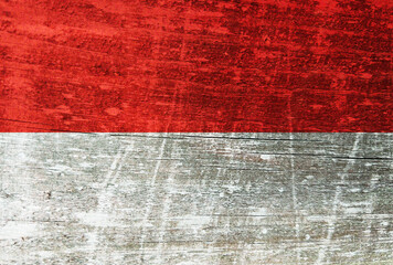 Indonesia flag painted on wood