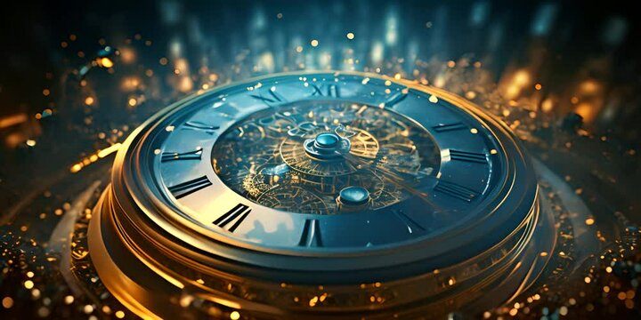 Time travel concept. Time travel clock. 4K Video