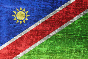 Namibia flag painted on wood