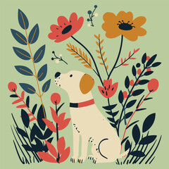 Cute dog with flowers