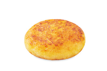 Korean cheese potato pancakes on a white isolated background
