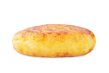 Korean cheese potato pancakes on a white isolated background