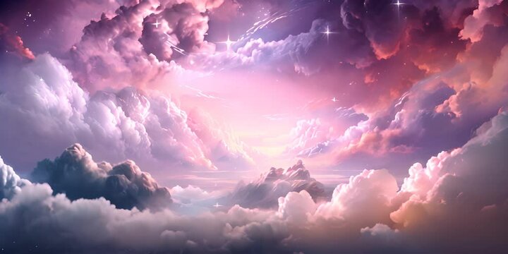 Abstract starlight and pink and purple clouds stardust, blink, background, presentation, star, concept, magazine, powerpoint, website, marketing 4K Video