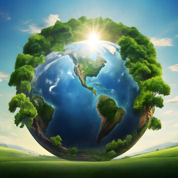 An image showcasing a globe surrounded by plants against a natural backdrop encapsulates the harmony of World Environment Day.
