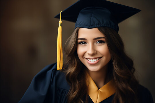 Excited youth graduating from college university school wearing tassel hat prom day Generative AI pic