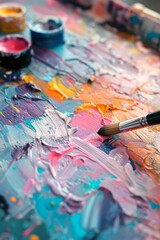 Fototapeta premium Biohacking in a Renaissance art studio crafting origami DNA strands while jazz plays espresso aroma blending with ancient paints