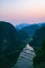 Viewpoint Đầm sen Hang múa is a popular spot for tourists visiting Tam Coc in the Ninh Binh region of Vietnam. In the background are the mountains and rice fields of the region. © Chris
