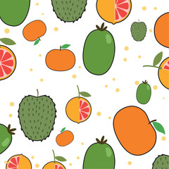 Colored fruit icons Pattern background Vector