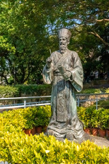 Obraz premium Matteo Ricci's statue near Ruins of St. Paul's . This Jesuit is known as the founder of modern Chinese Christianity. Also an astronomer and sinologist