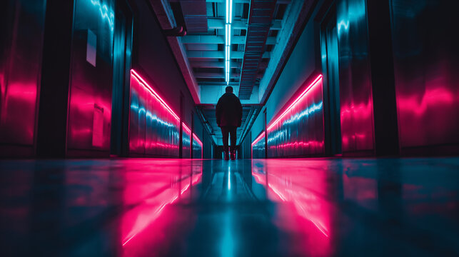 Tech Noir Photo of Man in a Hall - Powered by Adobe