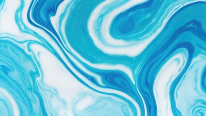 Cyan and Blue dynamic background mixing liquid paints art. Modern futuristic pattern marble translucent colors texture