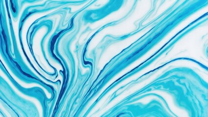 Cyan and Blue dynamic background mixing liquid paints art. Modern futuristic pattern marble translucent colors texture