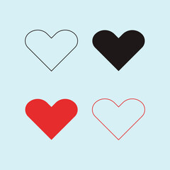 set of hearts on white background