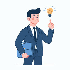flat design illustration of a businessman with idea