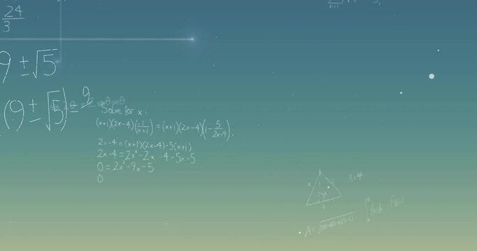 Animation of light trails over mathematical equations