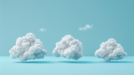 Minimalist Conceptual Art of Cloud Formations on Pastel Blue Background