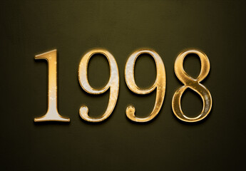Old gold effect of year 1998 with 3D glossy style Mockup.	