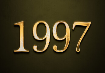 Old gold effect of year 1997 with 3D glossy style Mockup.	