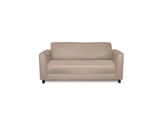 Beige  sofa bed on white background, vector illustration