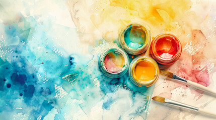 Closeup of used watercolor palette