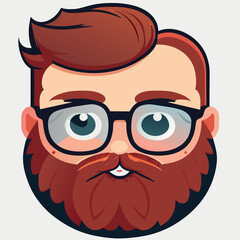 bearded man face illustration, this illustration is vector based with editable eps file, vector illustration kawaii