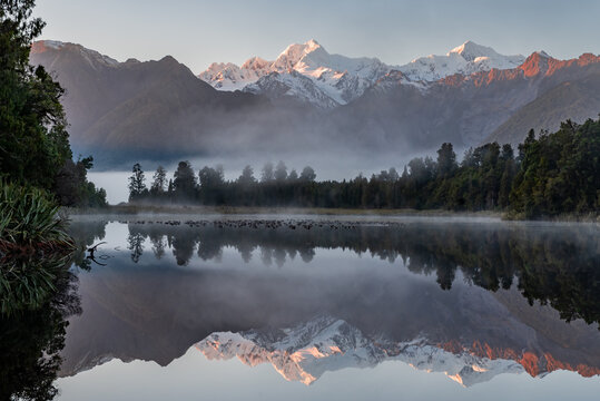 Lake Matheson with morning Fog